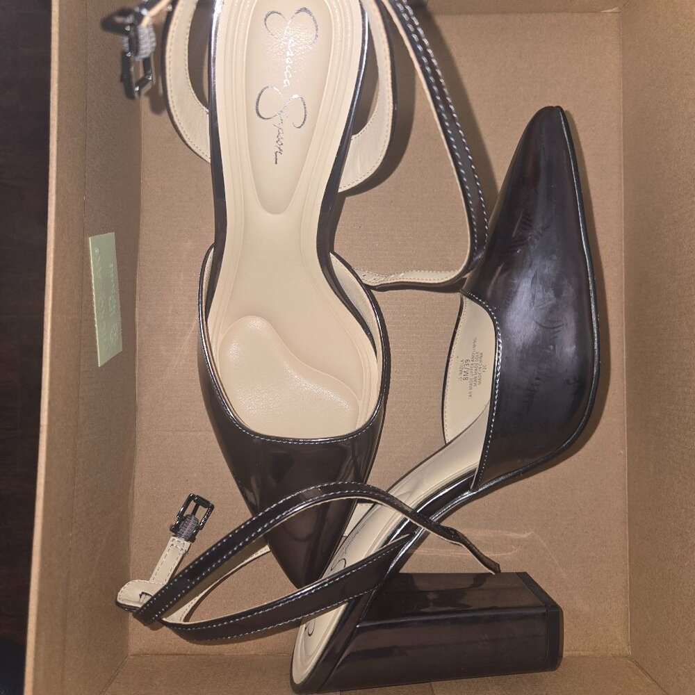Jessica Simpson platinum heels